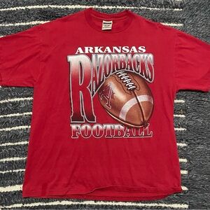 Vintage 90s Red Arkansas Razorbacks Graphic football T Shirt Size XL